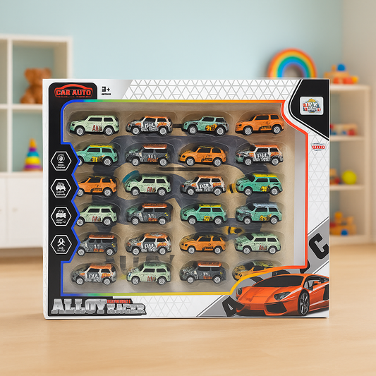 Die‑Cast Metal Car Set with Smooth‑Spin Wheels for Kids – 24 pcs