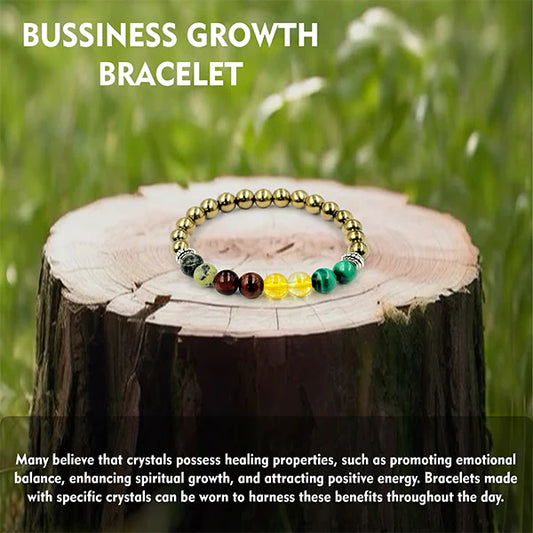Business Growth Bracelet – Natural Energy Stone Bracelet for Success, Wealth & Prosperity | Entrepreneur Lucky Charm