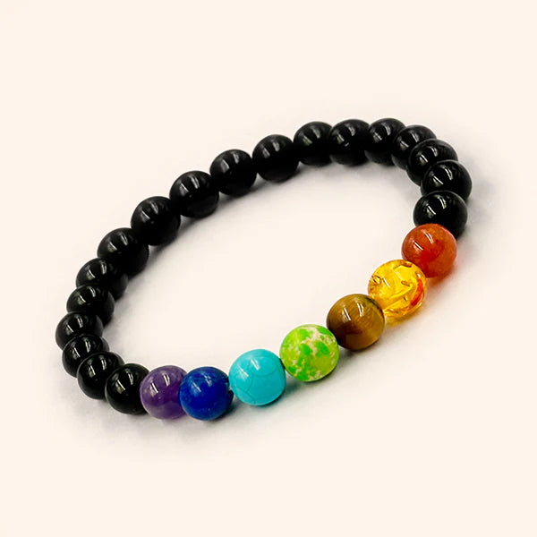 Seven Chakra Tourmaline Bracelet – Natural Tourmaline & 7-Chakra Gemstone Bracelet for Balance, Protection & Energy Flow