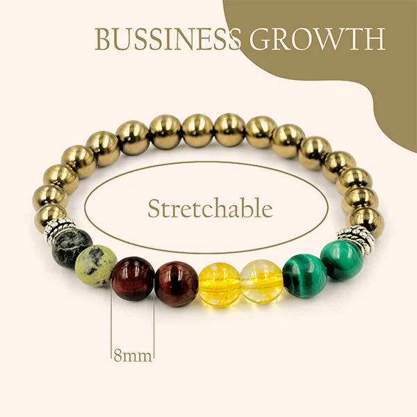 Business Growth Bracelet – Natural Energy Stone Bracelet for Success, Wealth & Prosperity | Entrepreneur Lucky Charm