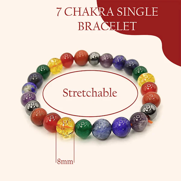 Seven Chakra Single Bracelet – Natural Gemstone Energy Bracelet for Healing, Balance & Positive Vibes