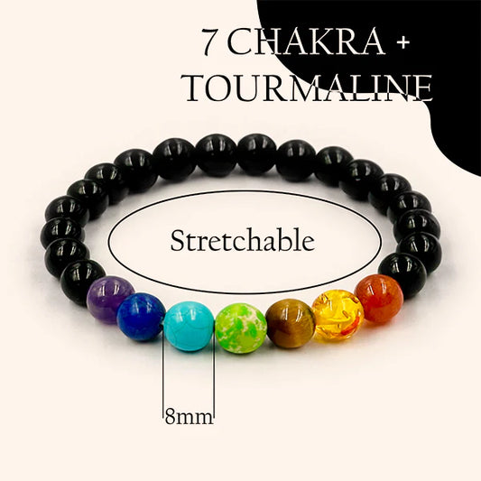 Seven Chakra Tourmaline Bracelet – Natural Tourmaline & 7-Chakra Gemstone Bracelet for Balance, Protection & Energy Flow