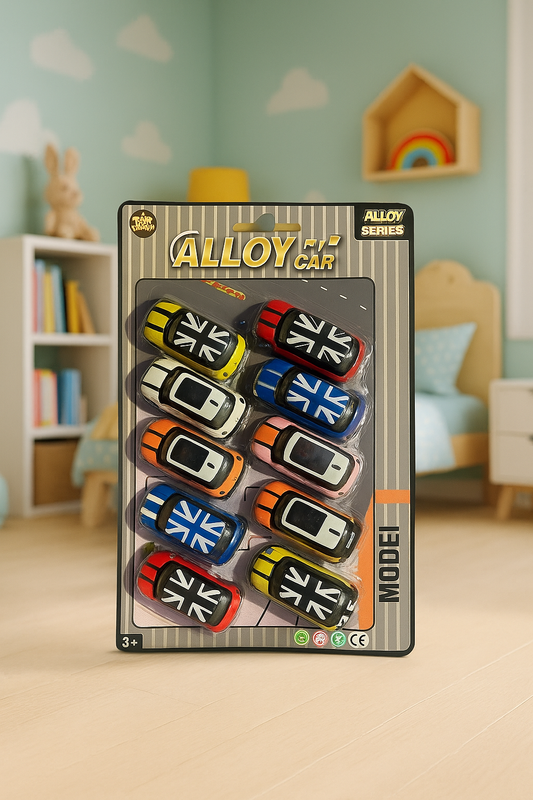 Die‑Cast Alloy Car Set with Smooth‑Spin Wheels for Kids – 10 pcs