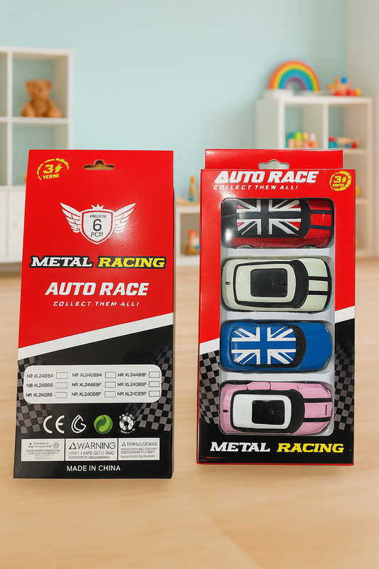 Die‑Cast Metal Race Car Set for Kids – 4 pcs