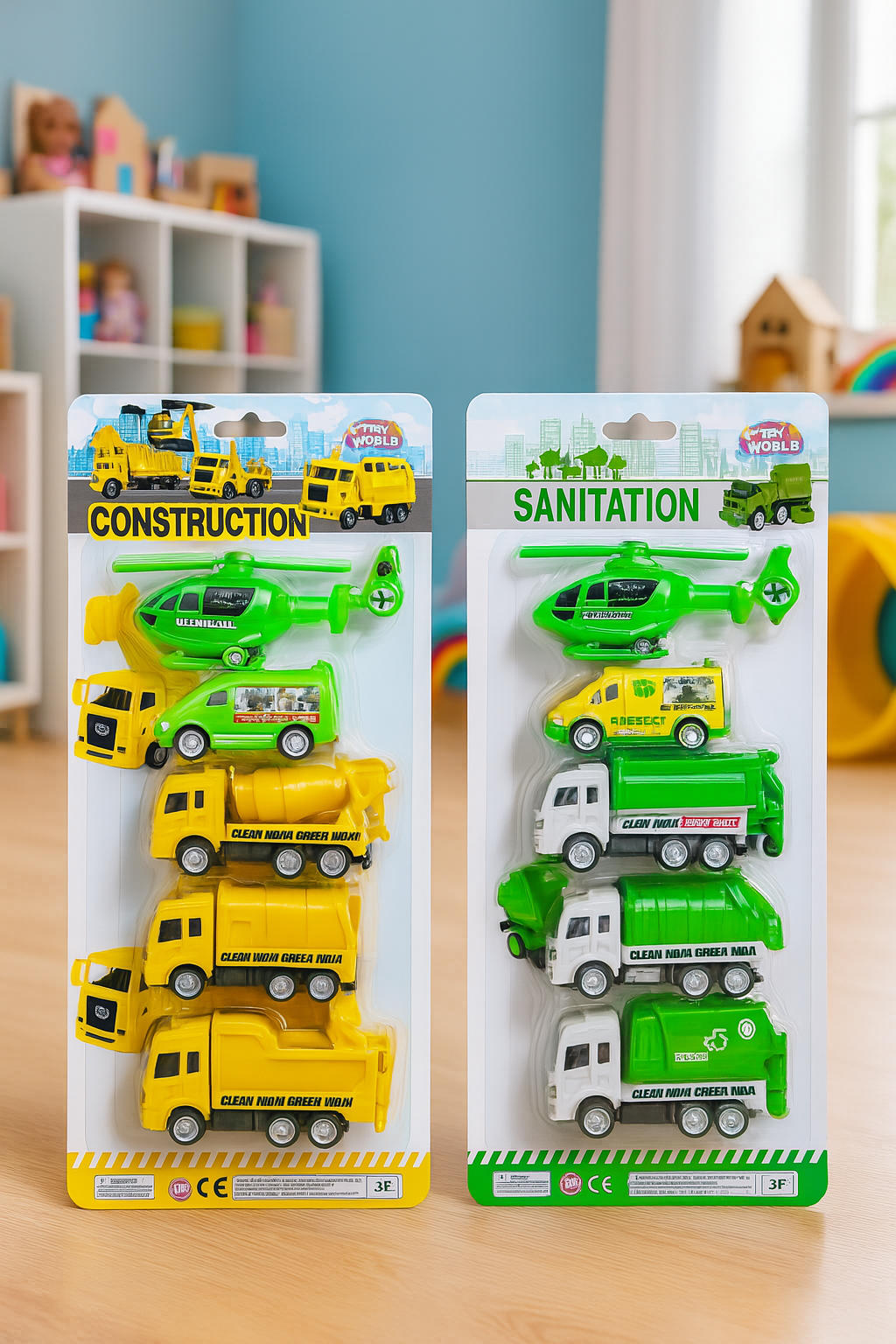 Construction Vehicle Set – Plane, Dump Truck, Cement Mixer & More - 5 pcs
