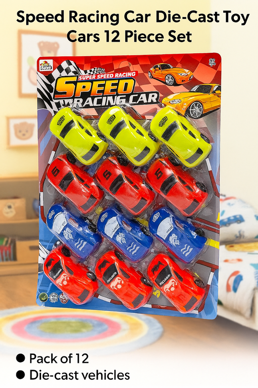 Speed Racing Die-Cast Toy Car Set – Pack of 12 Mini Vehicles for Kids (3+ Years), Multicolor Play Cars for Boys & Girls